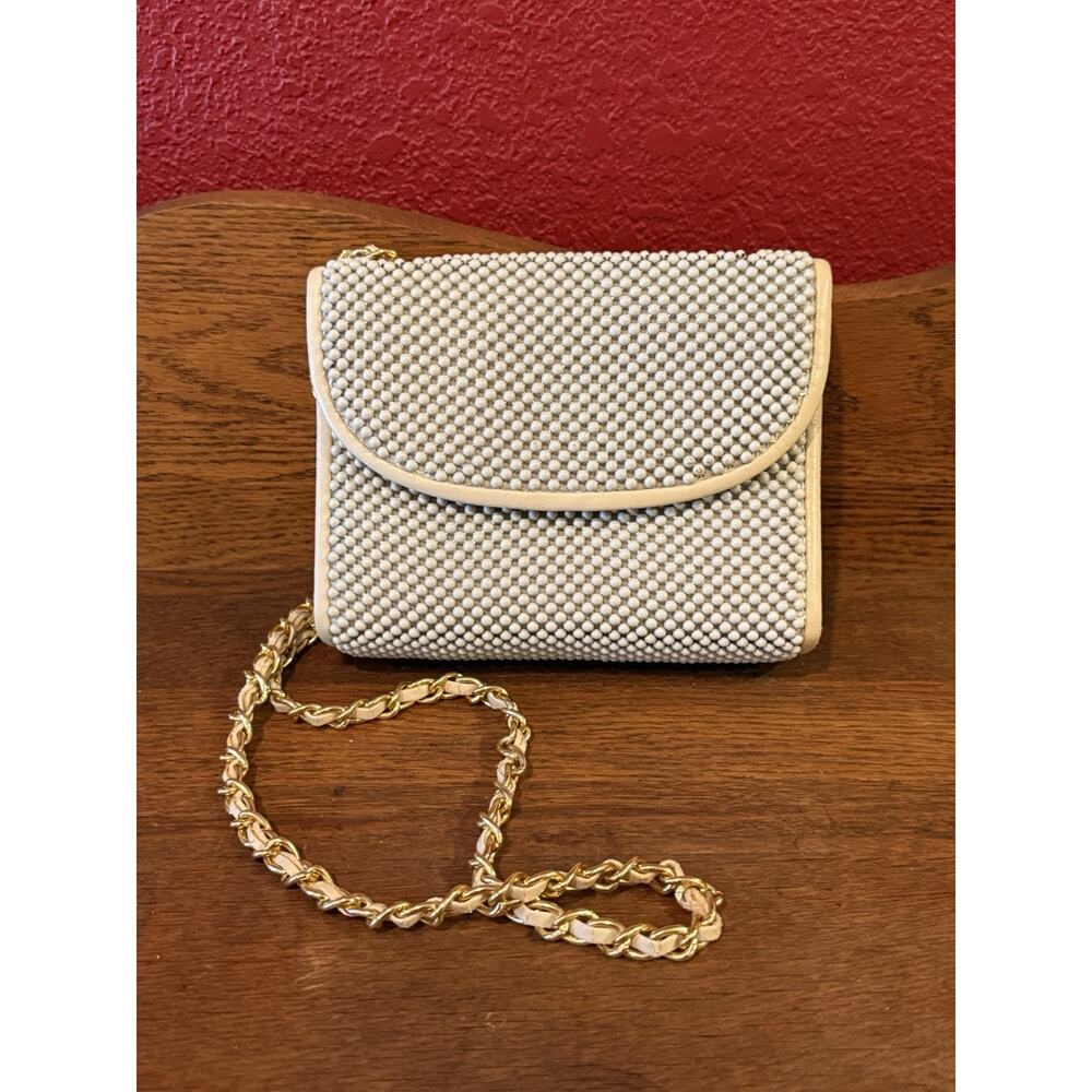 Vintage white/silver mesh metal purse, evening, Warren Reed